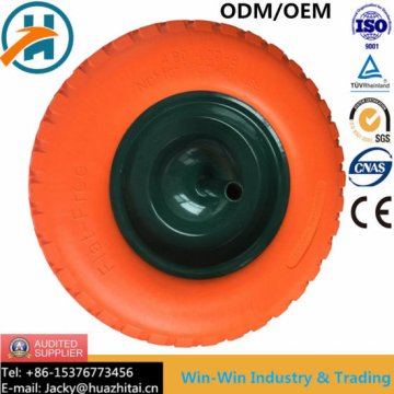 Solid Flat Free PU Foam Wheel with Colour PU Part (480/400-8)