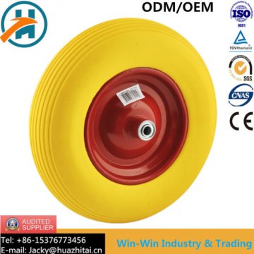 Colour PU Wheel with Steel /Plastic Rim (16*4.00-8)