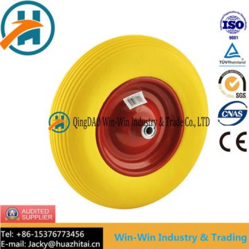 Colour PU Wheel with Steel /Plastic Rim (16*4.00-8)