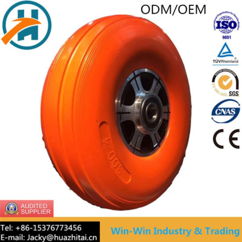 Flat-Free PU Wheel with Colorful PU Part (3.00-4)